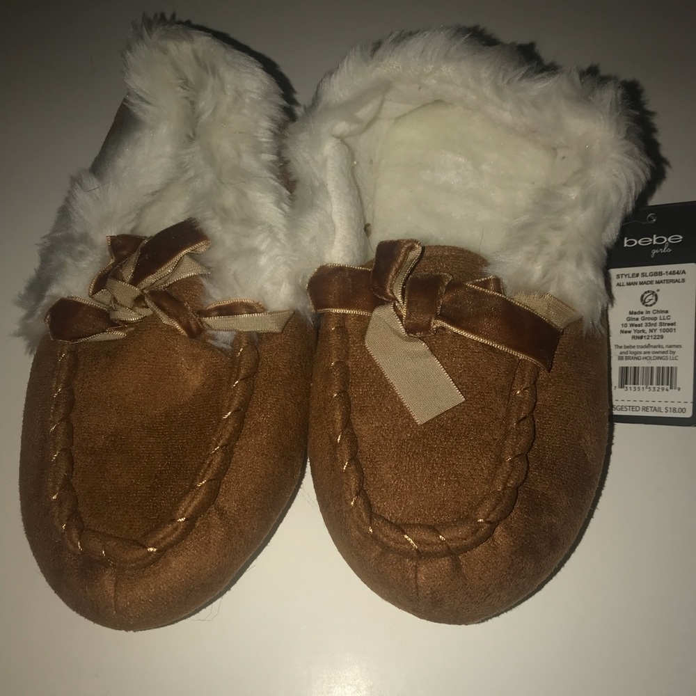 Little girls Bebe moccasin style slipper